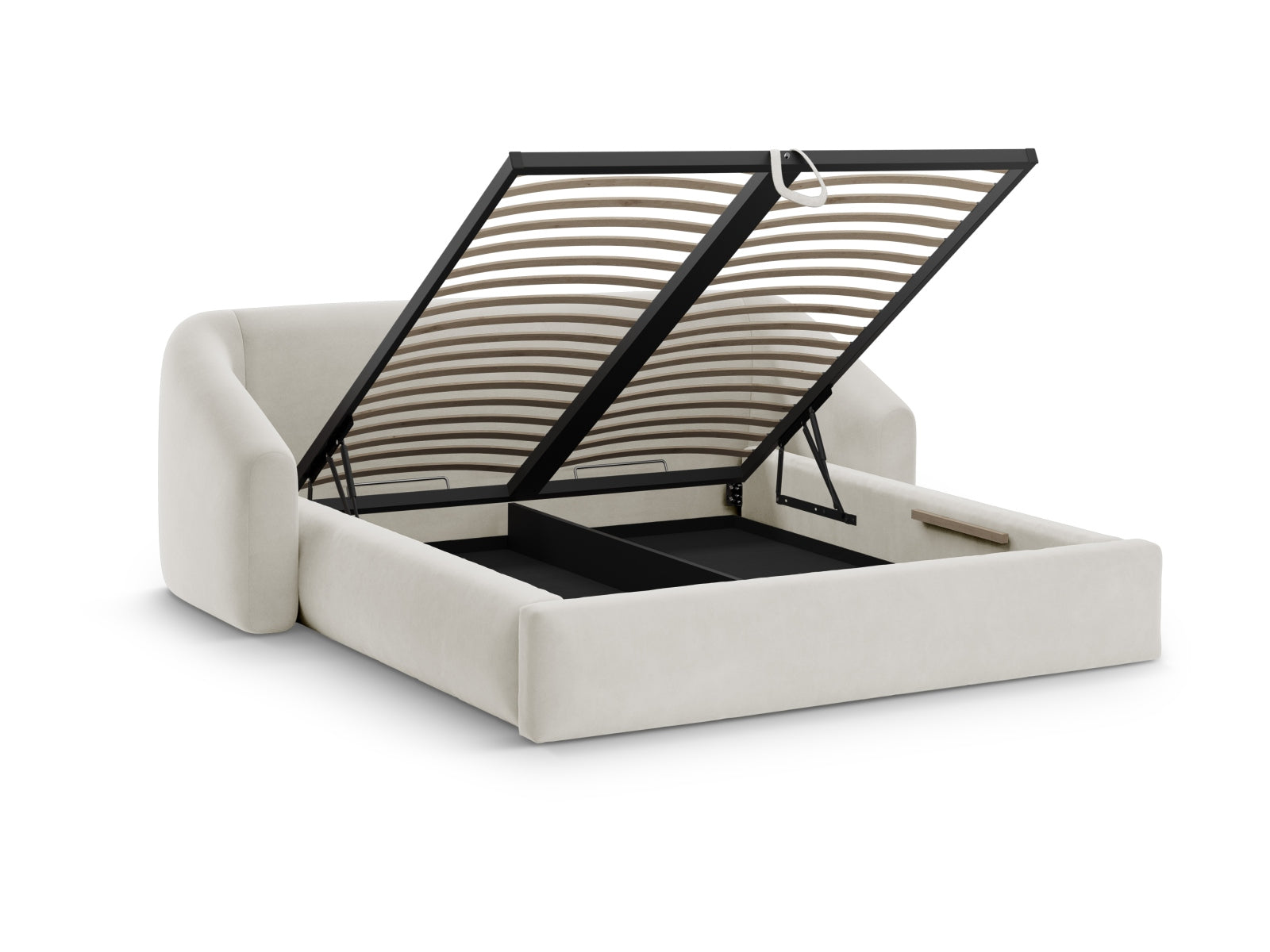 Erleben Sie das stilvolle Campi Velour Bett von Cosmopolitan Design: zeitgemäss, mit cleverem Stauraum und einem bequemen Kopfteil für Ihr Schlafzimmer!