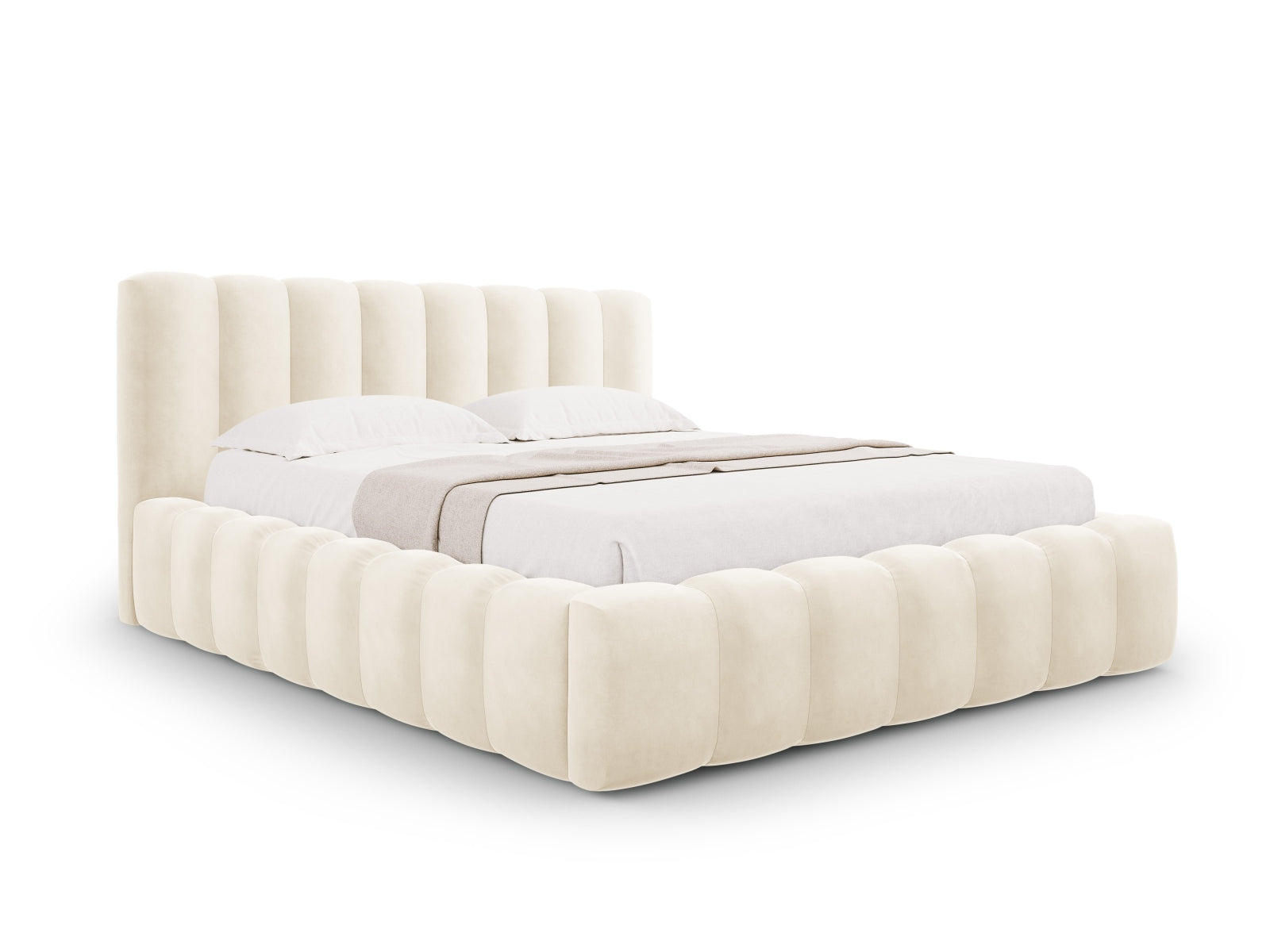 Palma Bett mit Stauraum mit Kopfteil 140cm in Light Beige-Bluvel präsentiert im Onlineshop von KAQTU Design AG. Bett ist von Cosmopolitan Design