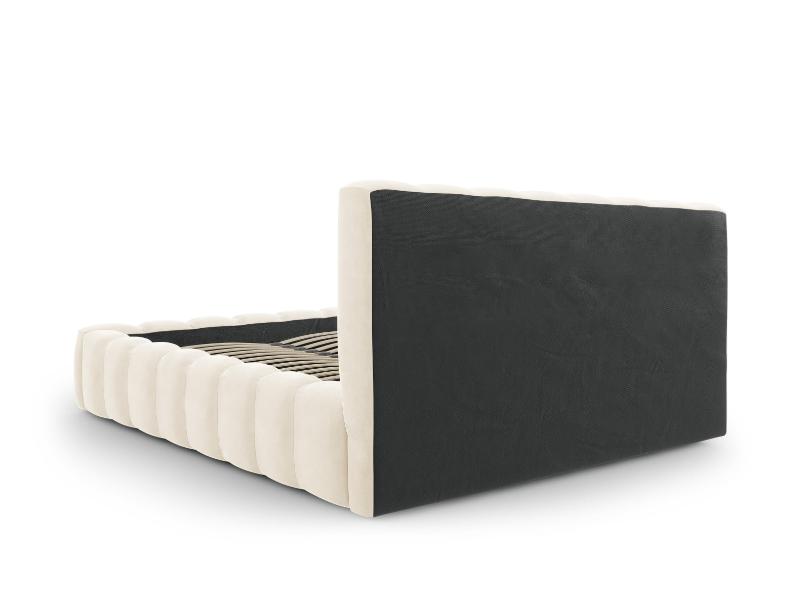 Elegantes Palma Bett in sanftem Beige, 140 cm breit, mit praktischem Stauraum und geschmackvollem Kopfteil für stilvolle Schlafzimmer.