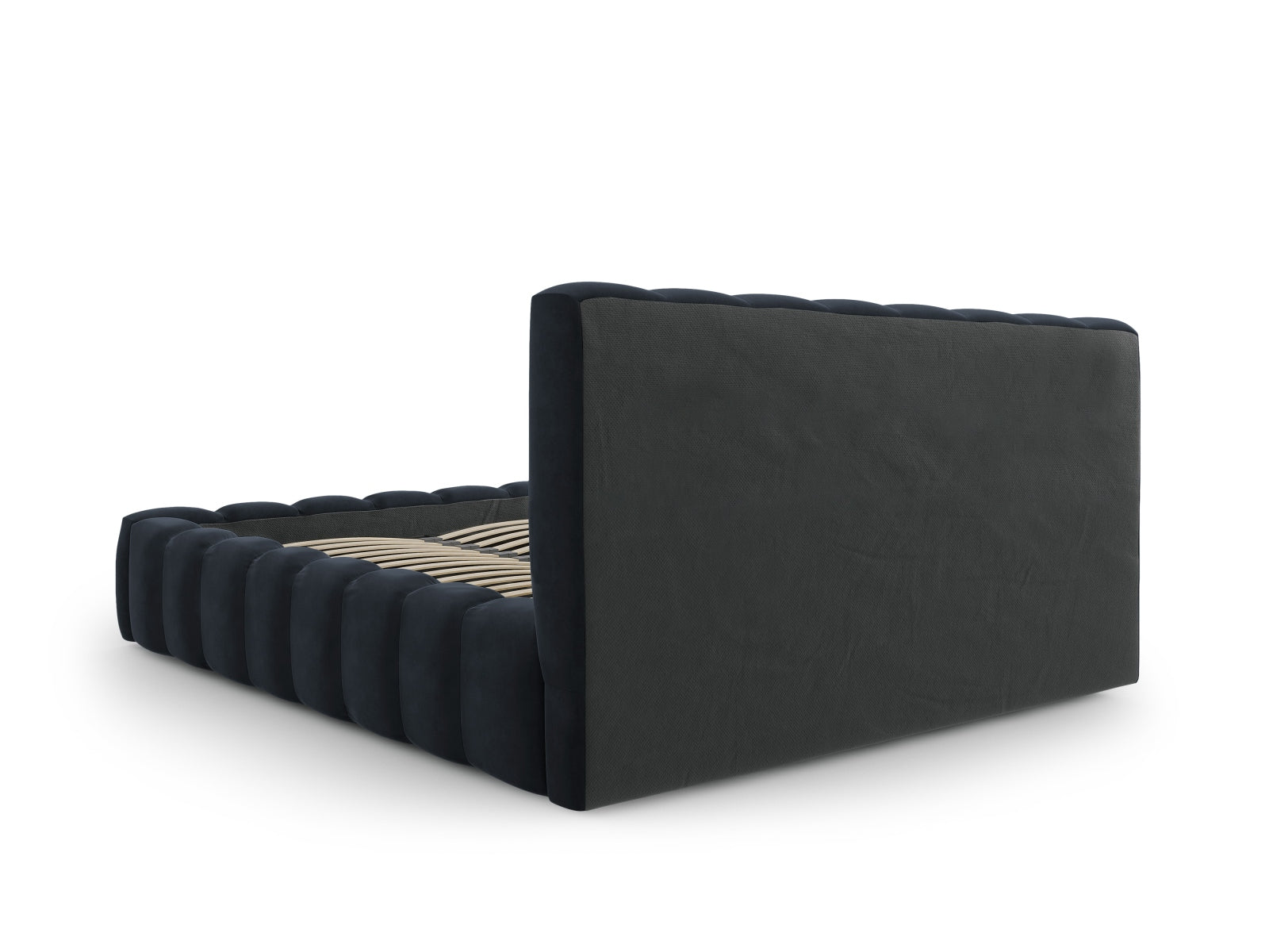 Elegantes Palma Bett in Dunkelblau, 140 cm breit, bietet cleveren Stauraum und ein modernes Kopfteil für stilvolle Schlafzimmer.