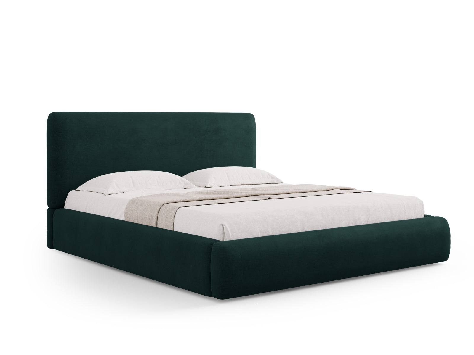 Colonel Bett mit Stauraum und Headboard in Bottle Green präsentiert im Onlineshop von KAQTU Design AG. Bett ist von Cosmopolitan Design