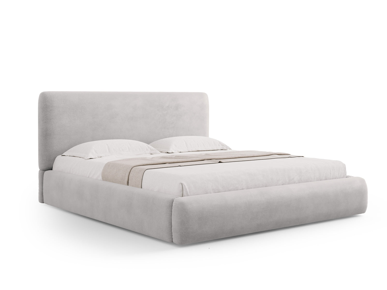 Colonel Bett mit Stauraum und Headboard in Light Grey präsentiert im Onlineshop von KAQTU Design AG. Bett ist von Cosmopolitan Design