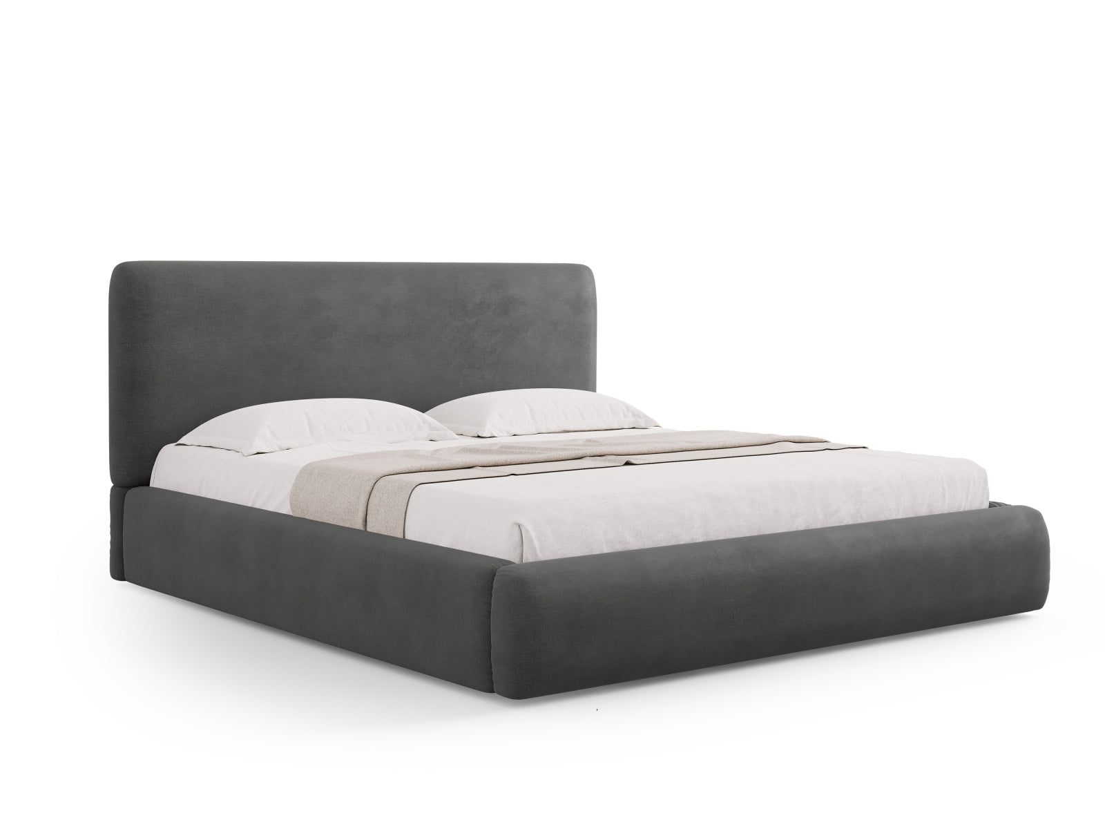 Colonel Bett mit Stauraum und Headboard in Dark Grey präsentiert im Onlineshop von KAQTU Design AG. Bett ist von Cosmopolitan Design