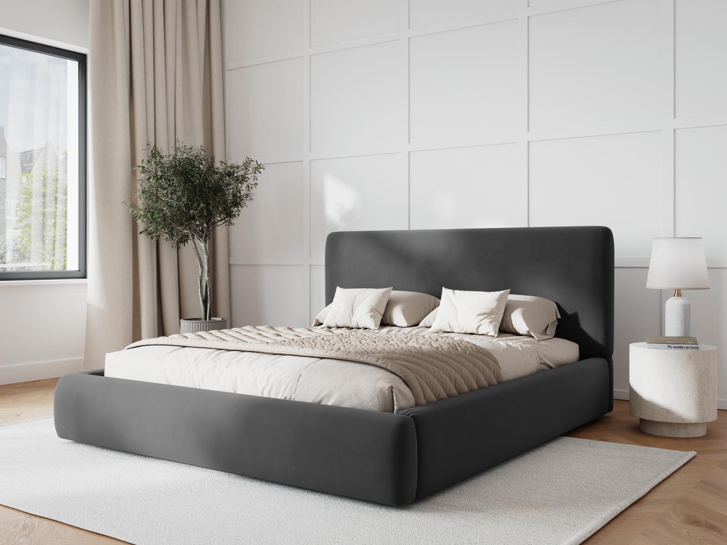 Entdecken Sie das Colonel Velour Bett von Cosmopolitan Design: elegantes Design, praktischer Stauraum und ein modernes Headboard für Ihr Schlafzimmer!