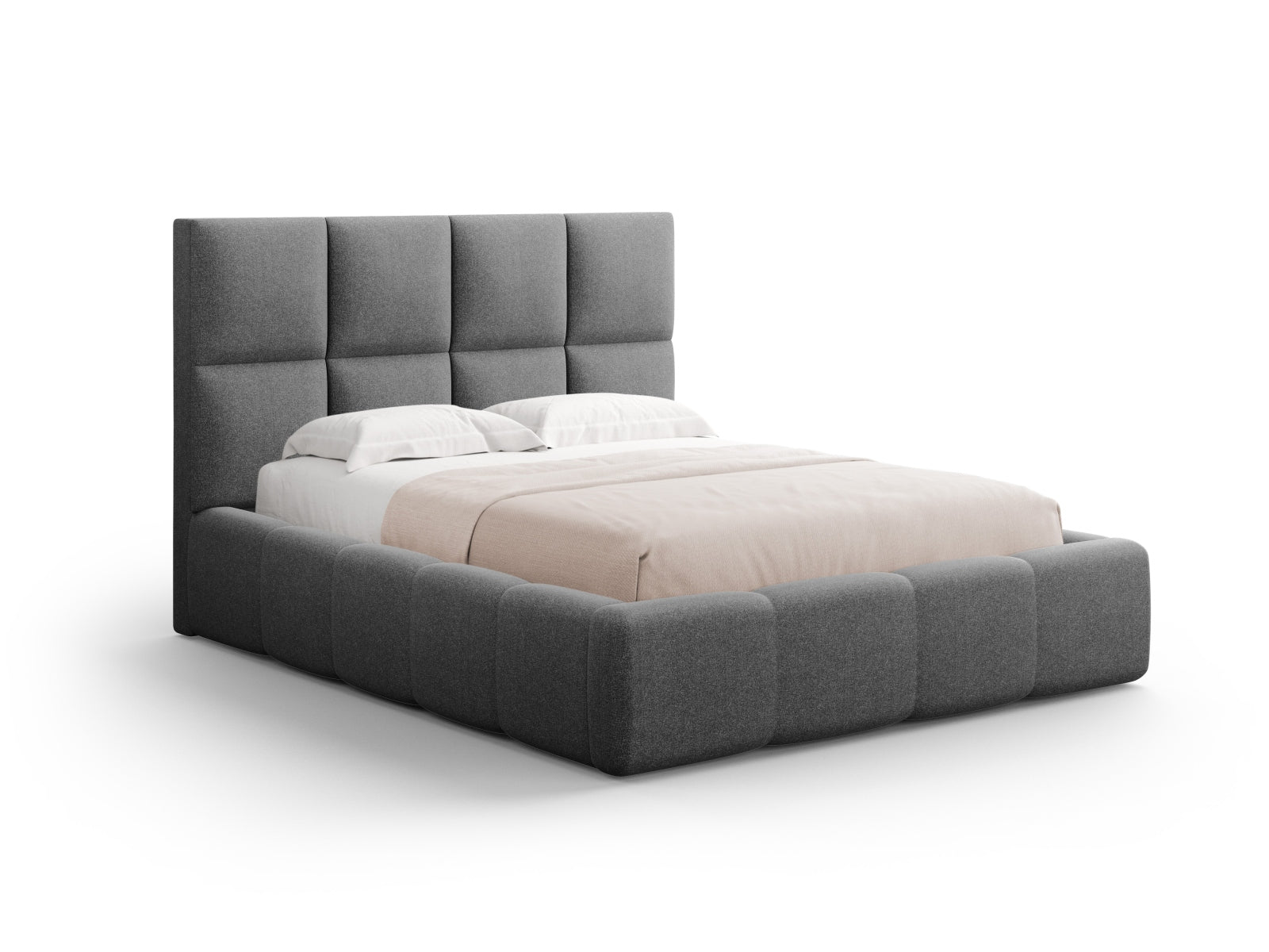 Livigno Bett mit Stauraum mit Kopfteil 160cm in Dark Grey präsentiert im Onlineshop von KAQTU Design AG. Bett ist von Cosmopolitan Design