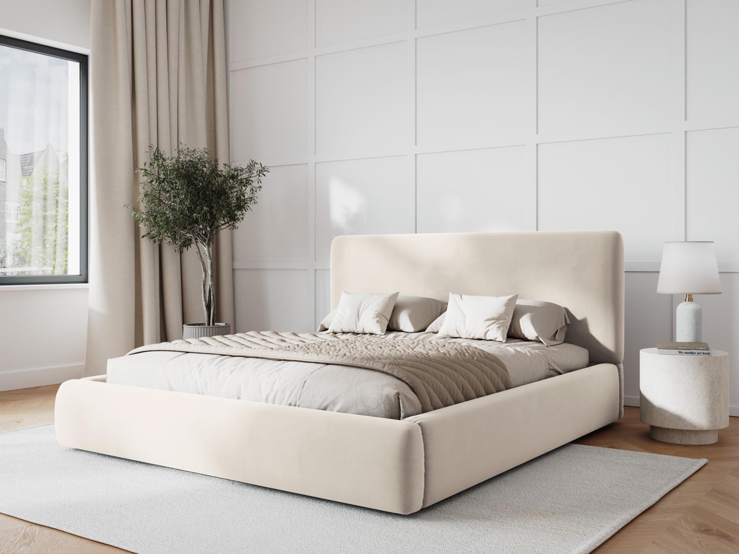 Entdecken Sie das Colonel Velour Bett von Cosmopolitan Design: elegantes Design, praktischer Stauraum und ein modernes Headboard für Ihr Schlafzimmer!