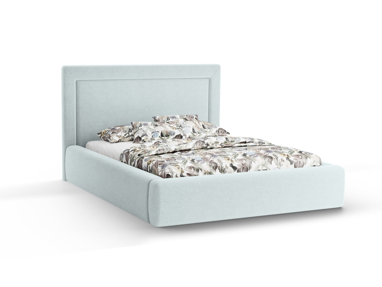 Kemer Bett mit Stauraum mit Kopfteil 200cm in Satin Blue-Wind präsentiert im Onlineshop von KAQTU Design AG. Bett ist von Cosmopolitan Design