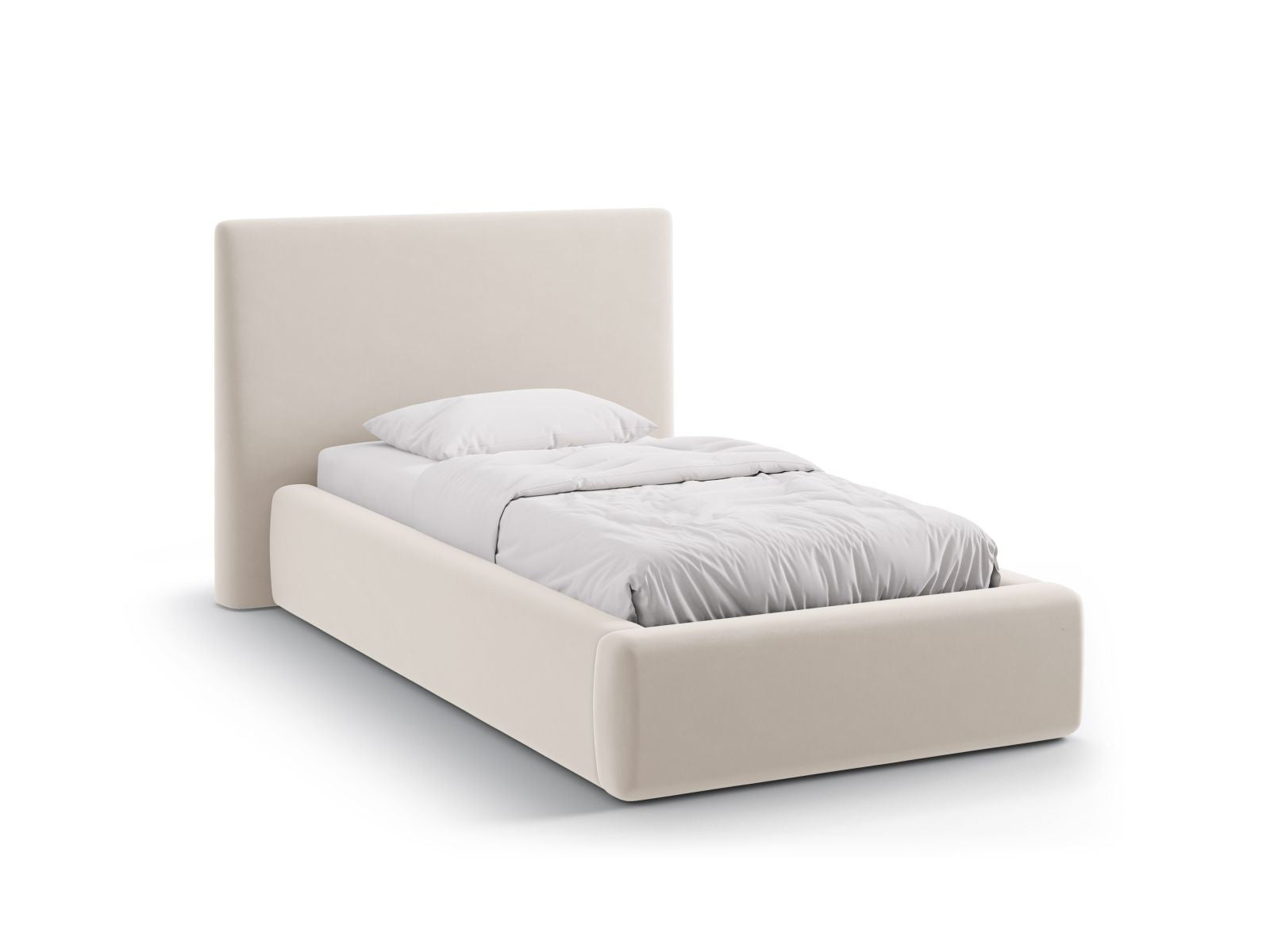 Asti Bett mit Stauraum mit Kopfteil 90cm in Ivory-Magic Velvet präsentiert im Onlineshop von KAQTU Design AG. Bett ist von Cosmopolitan Design
