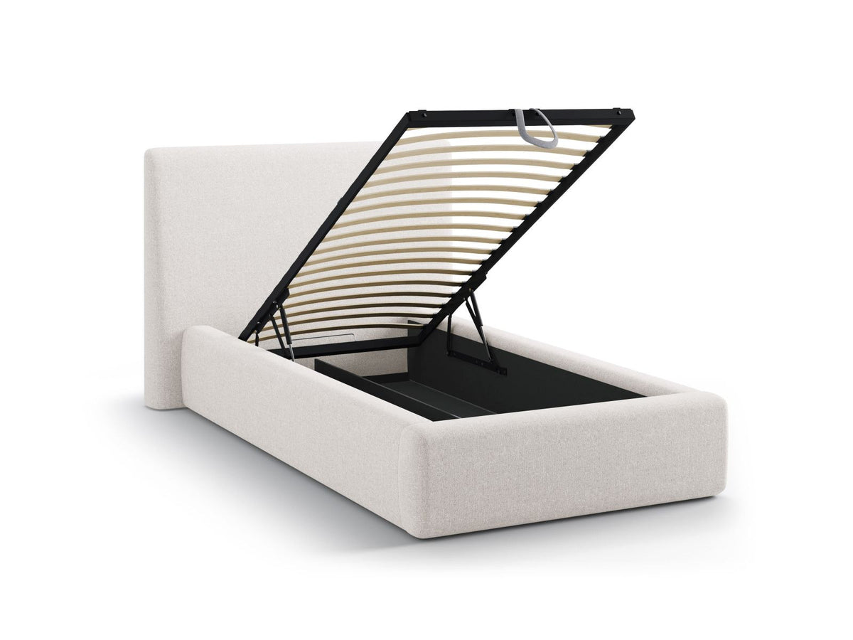 Asti Bett mit Stauraum mit Kopfteil 90cm in Light Beige-Moly präsentiert im Onlineshop von KAQTU Design AG. Bett ist von Cosmopolitan Design