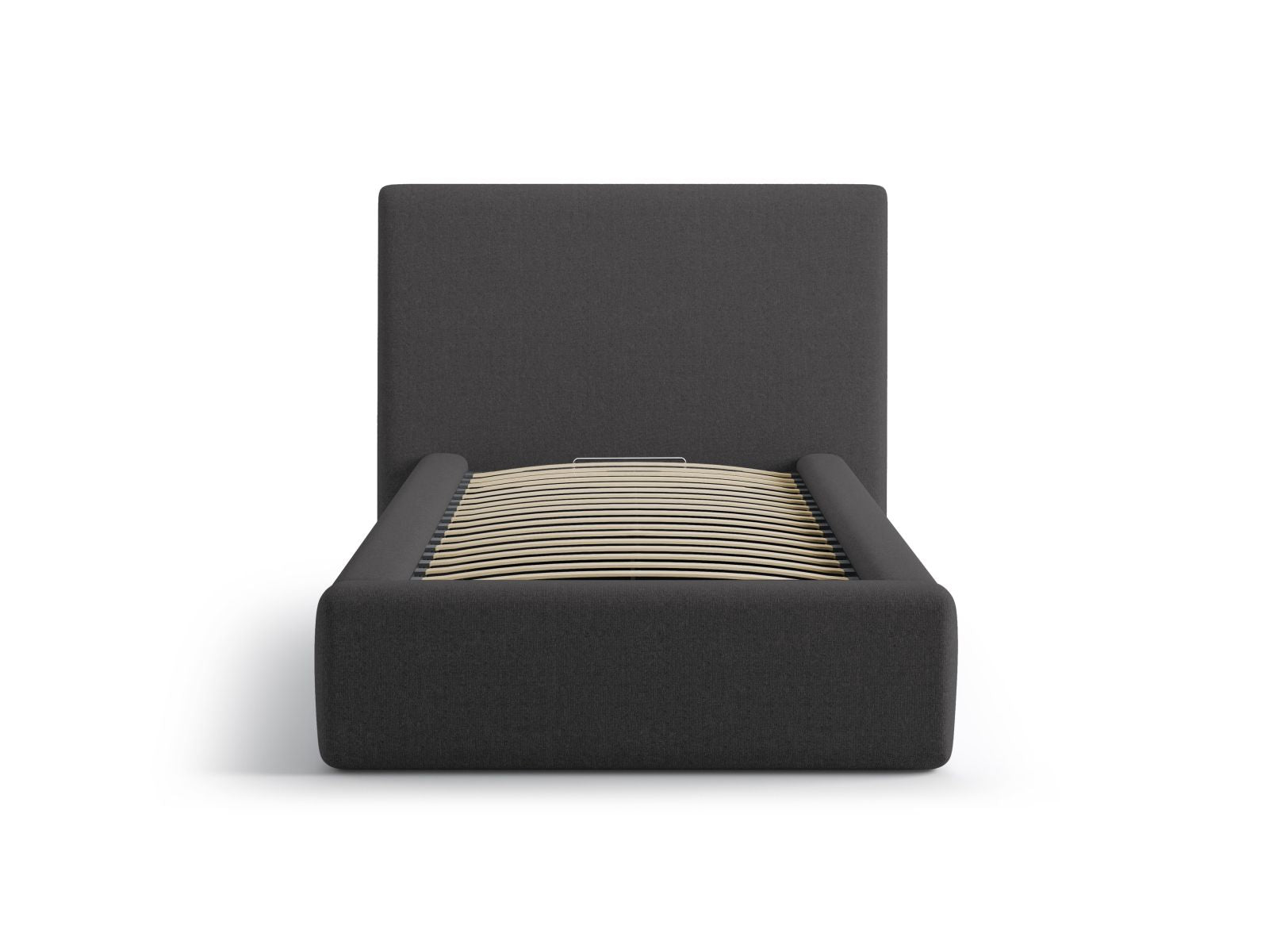 Elegantes Asti Bett mit 90 cm Breite, Stauraum und stilvollem Kopfteil in Anthrazit, ideal für moderne Schlafzimmer.