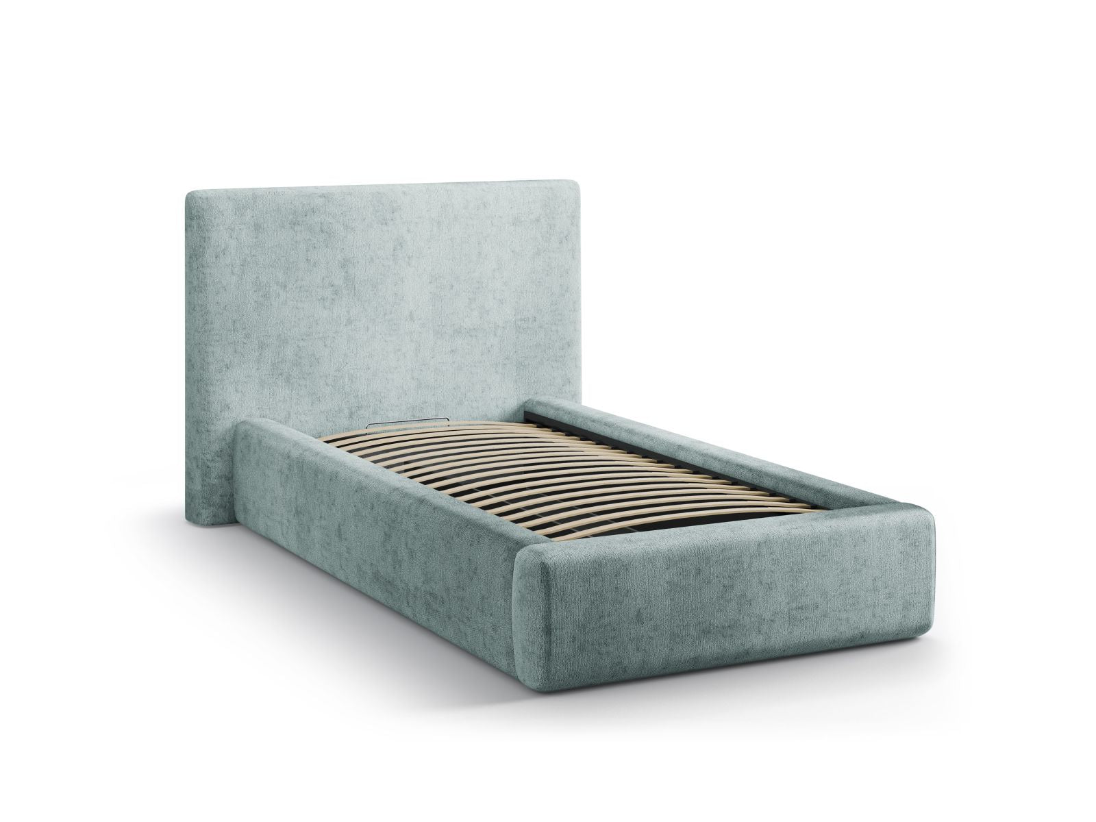 Elegantes Asti Bett in 90 cm Breite, ideal für kleine Räume, mit stilvollem Kopfteil und cleverem Stauraum für mehr Ordnung.