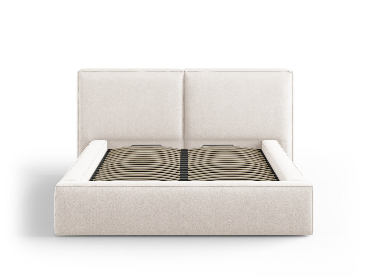 Arendal Bett mit Stauraumfunktion mit doppeltem Headboard 140cm in Light Beige-Megan präsentiert im Onlineshop von KAQTU Design AG. Bett ist von Cosmopolitan Design