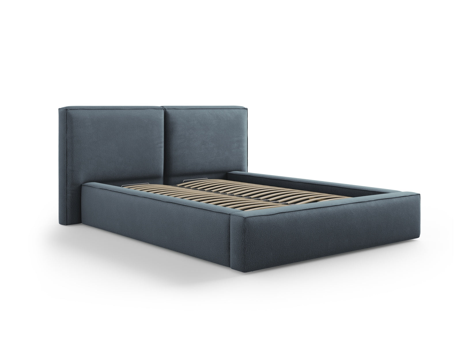 Arendal Bett mit Stauraumfunktion mit doppeltem Headboard 140cm in Blue-Megan präsentiert im Onlineshop von KAQTU Design AG. Bett ist von Cosmopolitan Design