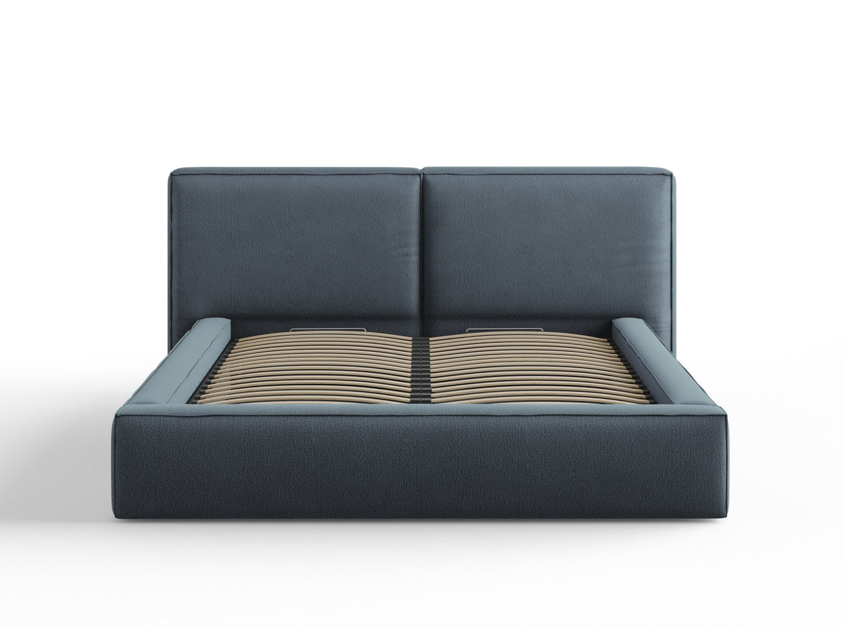 Arendal Bett mit Stauraumfunktion mit doppeltem Headboard 160cm in Blue-Megan präsentiert im Onlineshop von KAQTU Design AG. Bett ist von Cosmopolitan Design