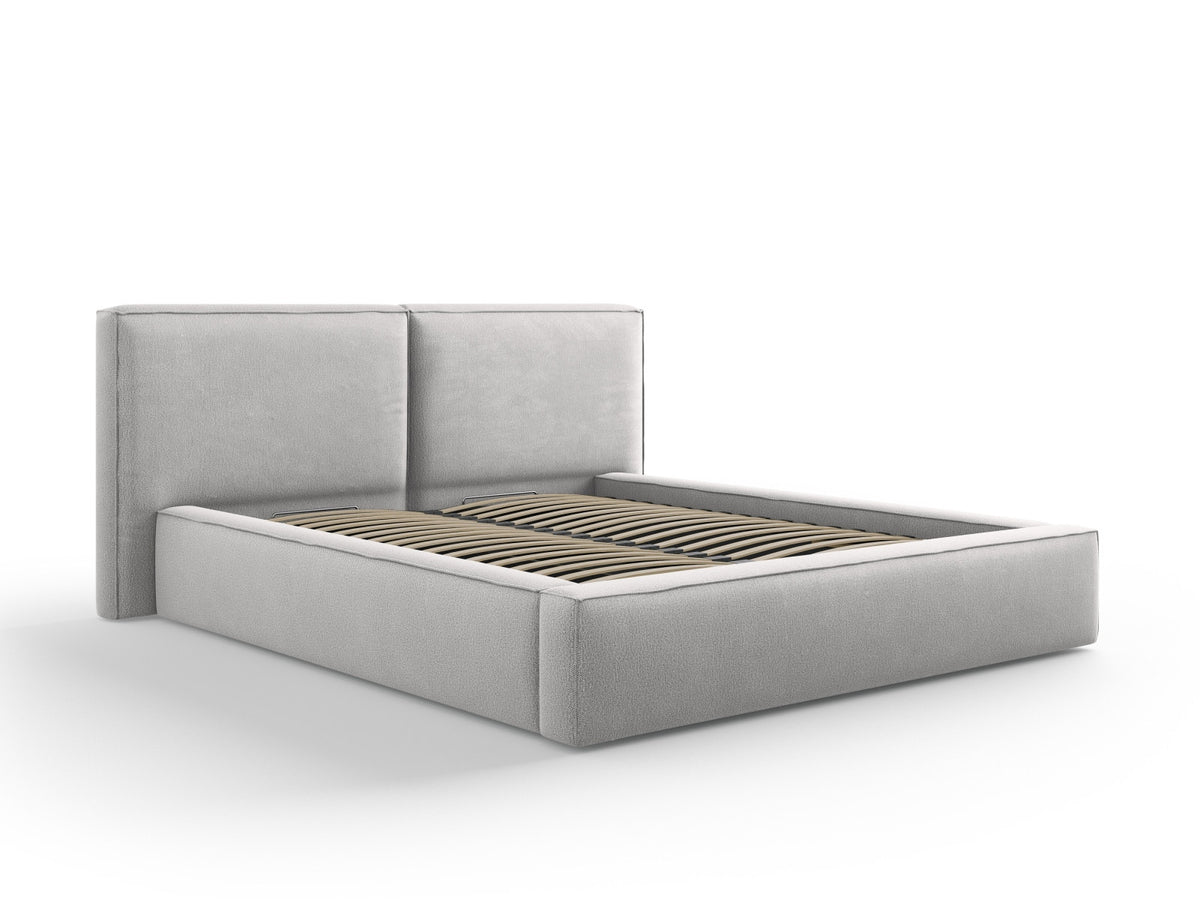 Arendal Bett mit Stauraumfunktion mit doppeltem Headboard 160cm in Light Grey-Megan präsentiert im Onlineshop von KAQTU Design AG. Bett ist von Cosmopolitan Design