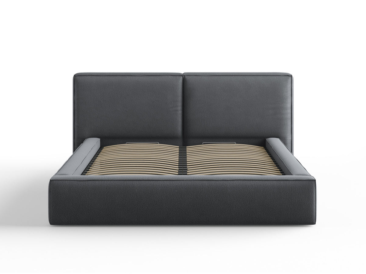 Arendal Bett mit Stauraumfunktion mit doppeltem Headboard 160cm in Dark Grey-Megan präsentiert im Onlineshop von KAQTU Design AG. Bett ist von Cosmopolitan Design