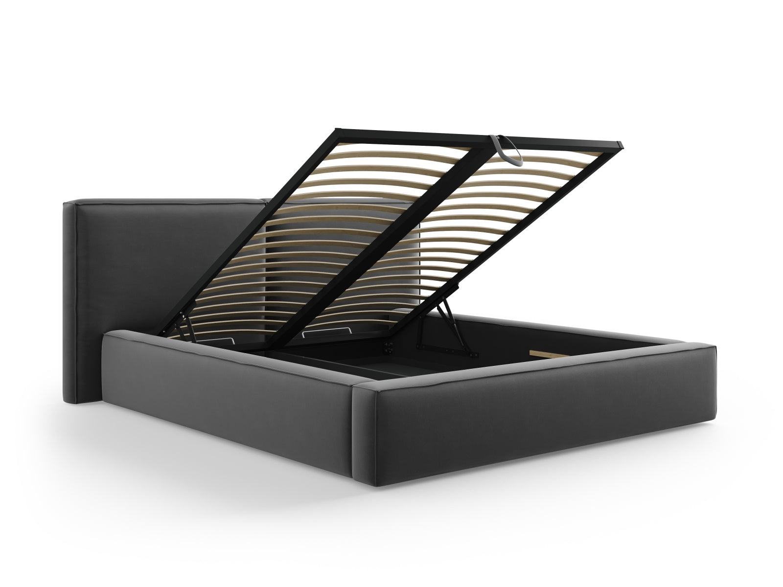 Entdecken Sie das stilvolle Arendal Velour Bett von Cosmopolitan Design. Mit doppeltem Headboard und praktischem Stauraum – ideal für Ihr Schlafzimmer!