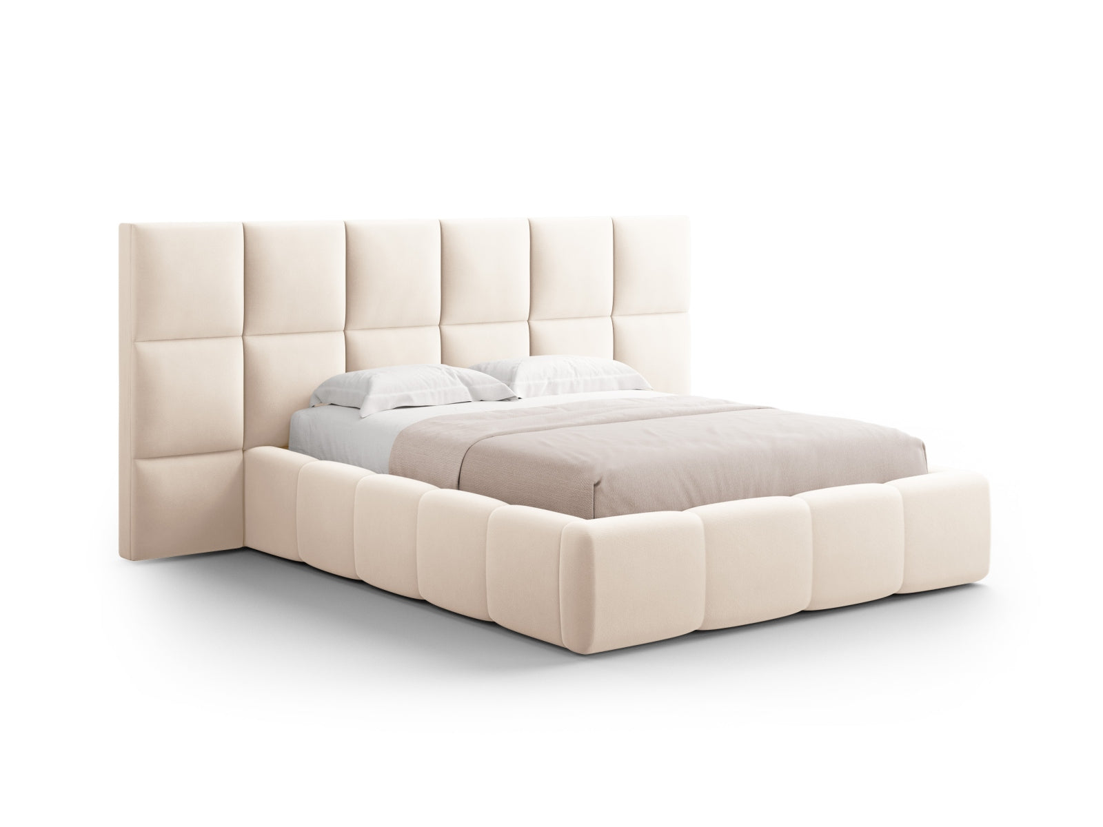 Elegantes Livigno Bett mit praktischem Stauraum und doppeltem Kopfteil, 180 cm, perfekt für ein modernes Schlafzimmer.
