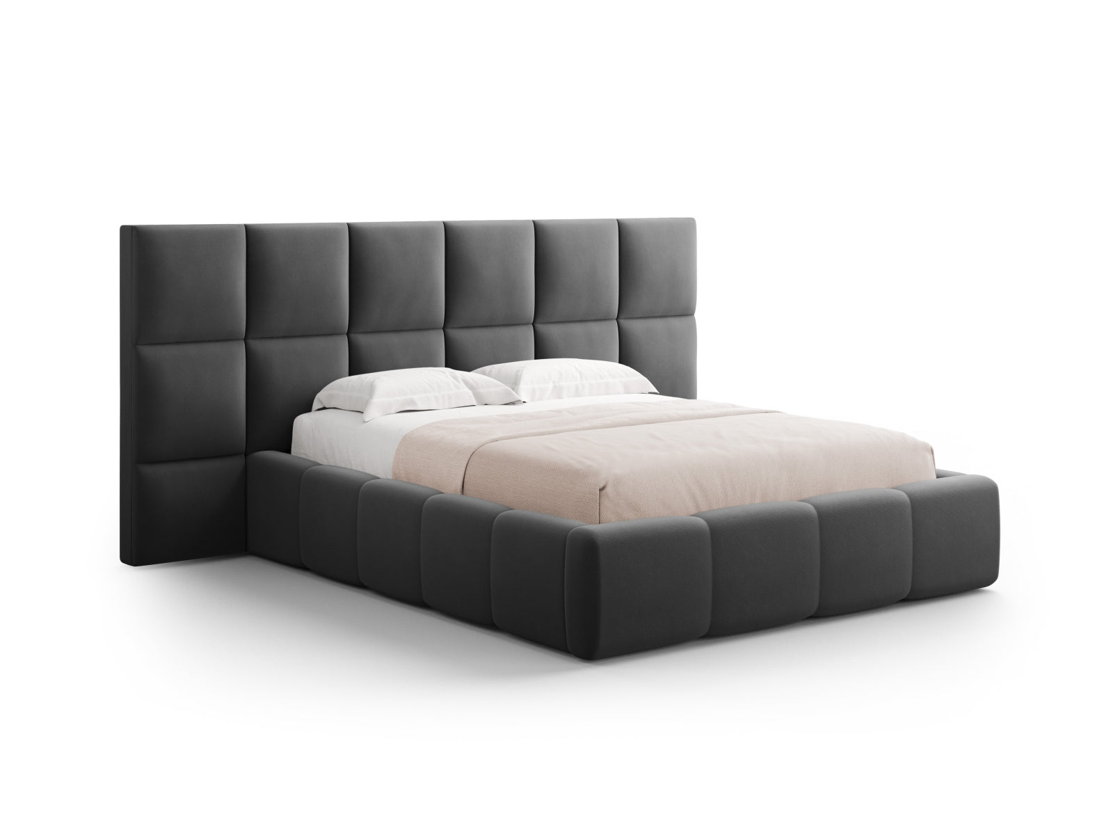 Elegantes Livigno Bett mit praktischem Stauraum und doppeltem Kopfteil, 180 cm, perfekt für ein modernes Schlafzimmerdesign.