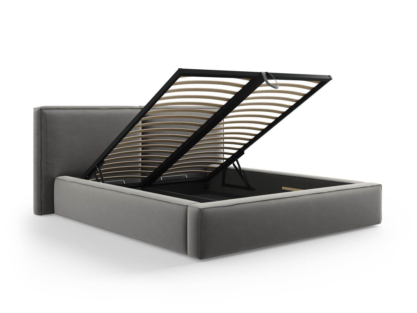 Entdecken Sie das stilvolle Arendal Velour Bett von Cosmopolitan Design. Mit doppeltem Headboard und cleverem Stauraum – ideal für Ihr modernes Schlafzimmer!