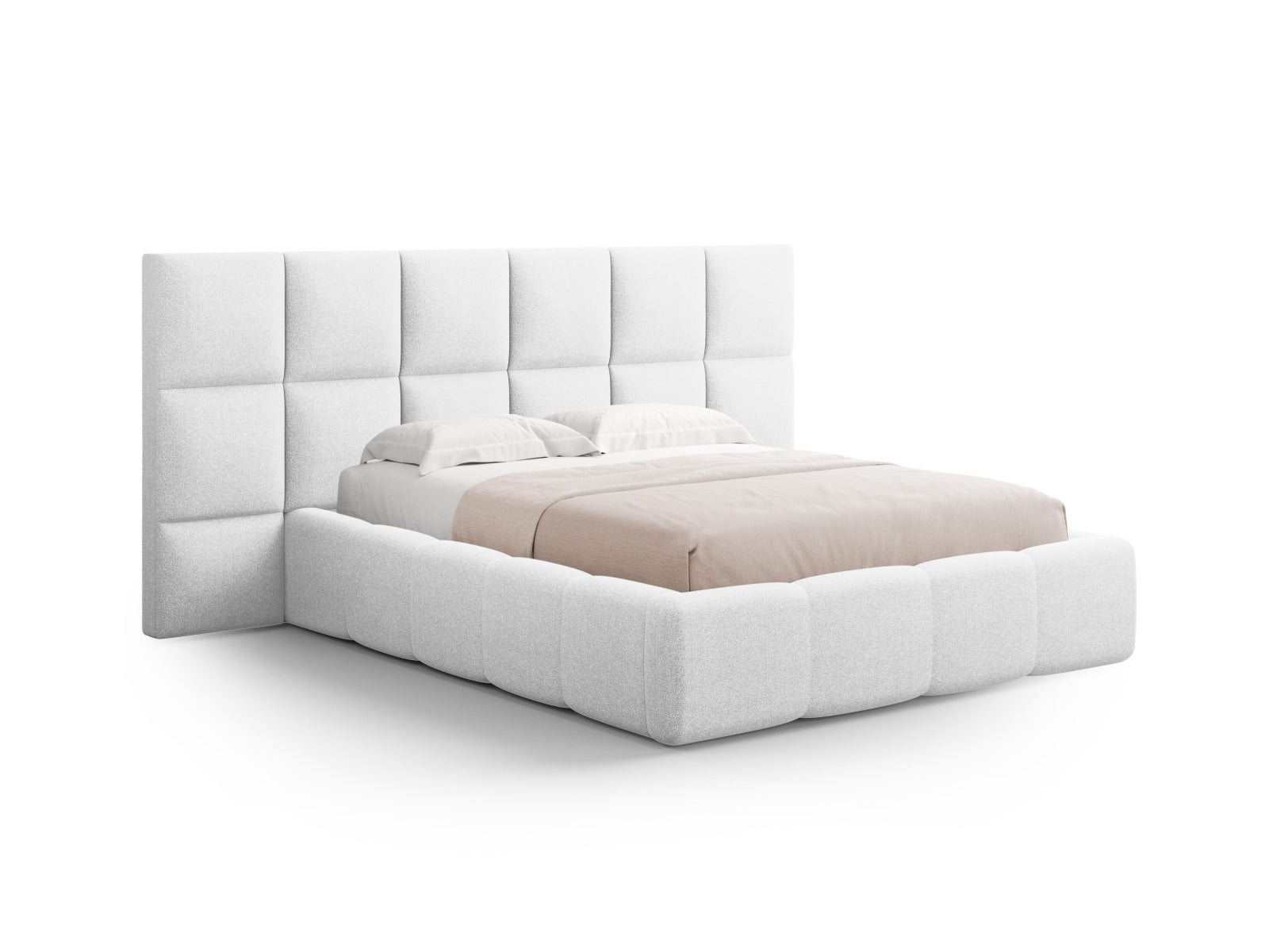 Elegantes Livigno Bett mit doppeltem Kopfteil und integriertem Stauraum, 200 cm, perfekt für stilvolle und funktionale Schlafzimmer.