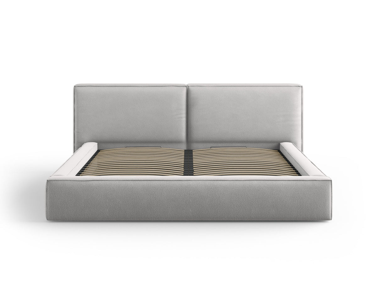 Arendal Bett mit Stauraum und doppeltem Headboard 200cm in Light Grey-Megan präsentiert im Onlineshop von KAQTU Design AG. Bett ist von Cosmopolitan Design