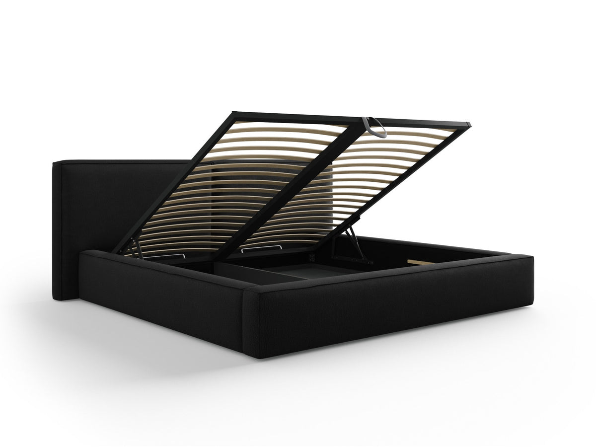 Arendal Bett mit Stauraum und doppeltem Headboard 200cm in Black-Megan präsentiert im Onlineshop von KAQTU Design AG. Bett ist von Cosmopolitan Design