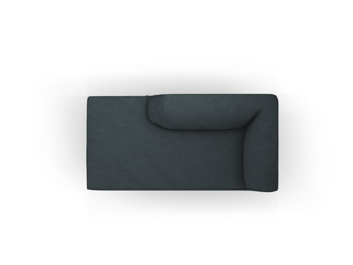 Chaiselongue Siena links, 1-Sitzer 181cm, Cordstoff Scala in Light Beige, Massivholzrahmen, schwarze Kunststoffbeine, niedrige Rückenlehne.