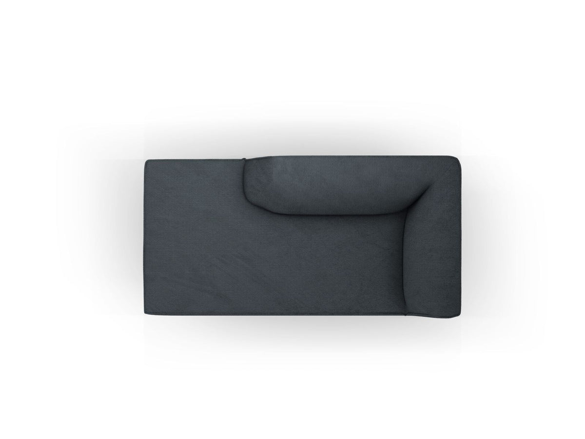 Chaiselongue Siena links, 1-Sitzer 181cm, Cordstoff Scala in Light Beige, Massivholzrahmen, schwarze Kunststoffbeine, niedrige Rückenlehne.