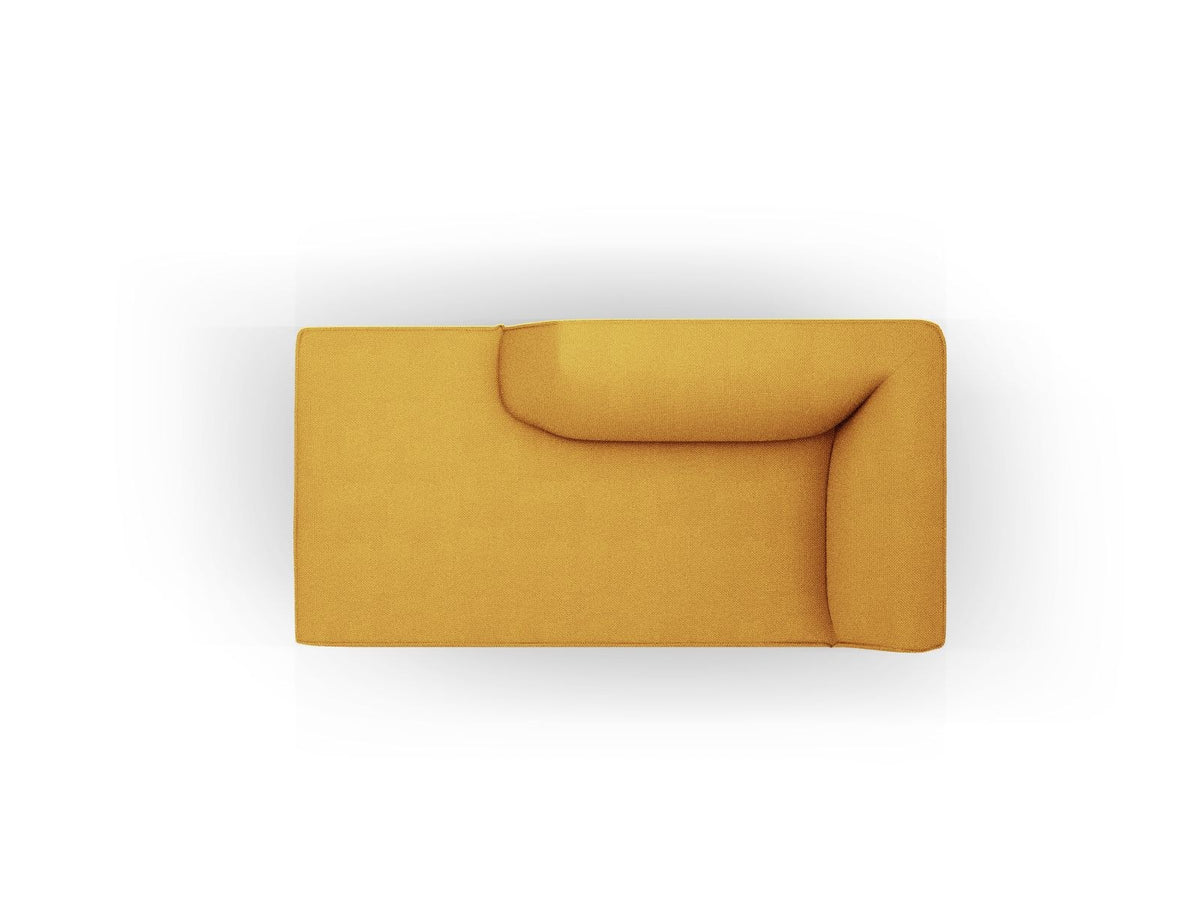 Chaiselongue Siena links, 1-Sitzer 181cm, Cordstoff Scala in Light Beige, Massivholzrahmen, schwarze Kunststoffbeine, niedrige Rückenlehne.