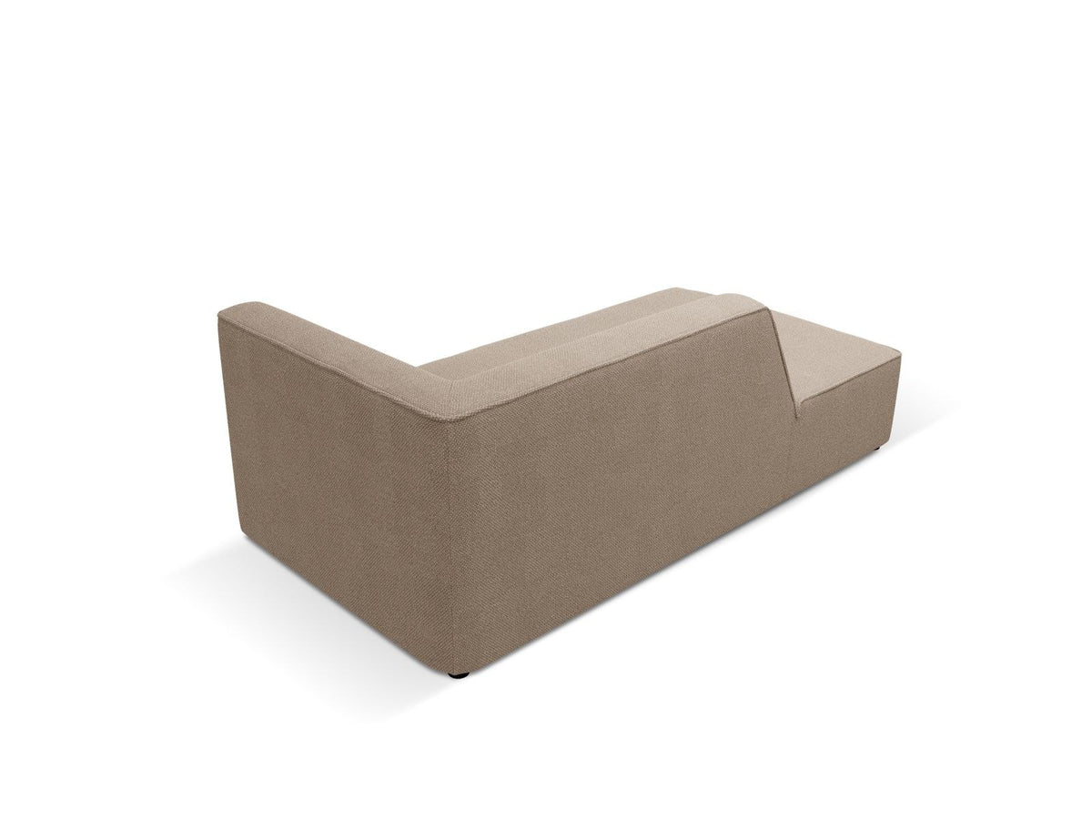 Chaiselongue Siena links, 1-Sitzer 181cm, Cordstoff Scala in Light Beige, Massivholzrahmen, schwarze Kunststoffbeine, niedrige Rückenlehne.