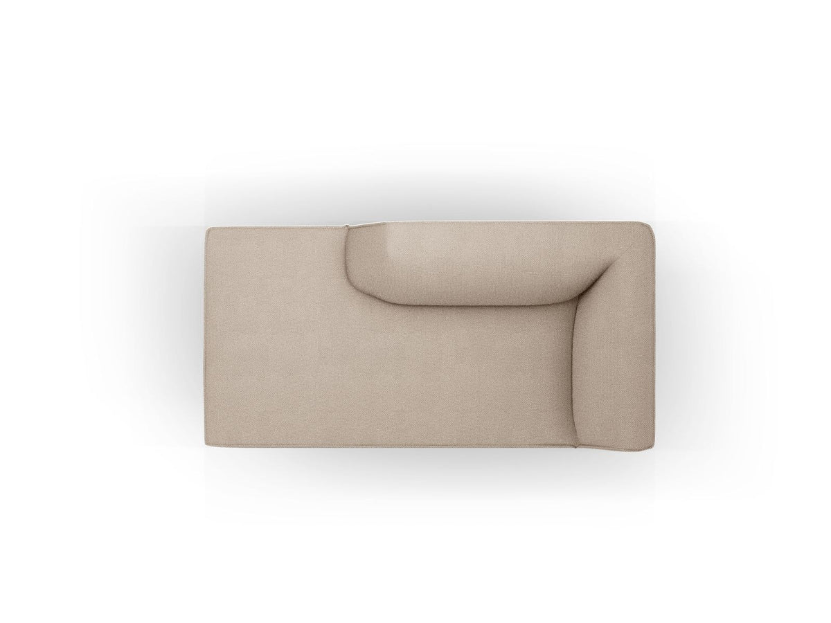 Chaiselongue Siena links, 1-Sitzer 181cm, Cordstoff Scala in Light Beige, Massivholzrahmen, schwarze Kunststoffbeine, niedrige Rückenlehne.