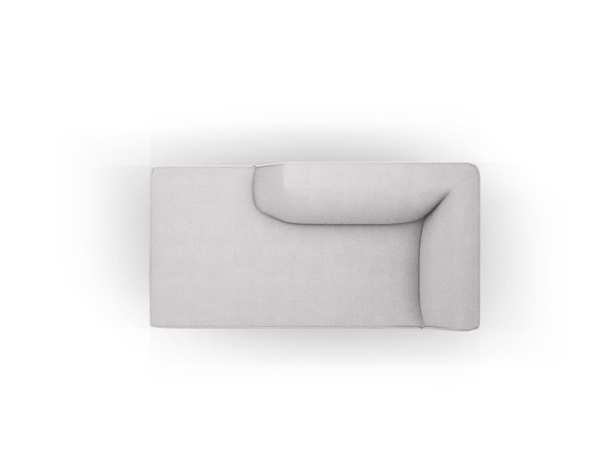Chaiselongue Siena links, 1-Sitzer 181cm, Cordstoff Scala in Light Beige, Massivholzrahmen, schwarze Kunststoffbeine, niedrige Rückenlehne.
