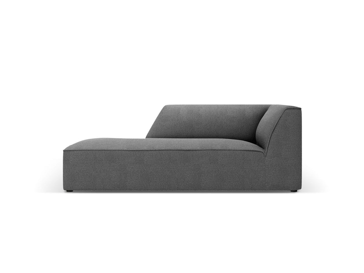Chaiselongue Siena links, 1-Sitzer 181cm, Cordstoff Scala in Light Beige, Massivholzrahmen, schwarze Kunststoffbeine, niedrige Rückenlehne.
