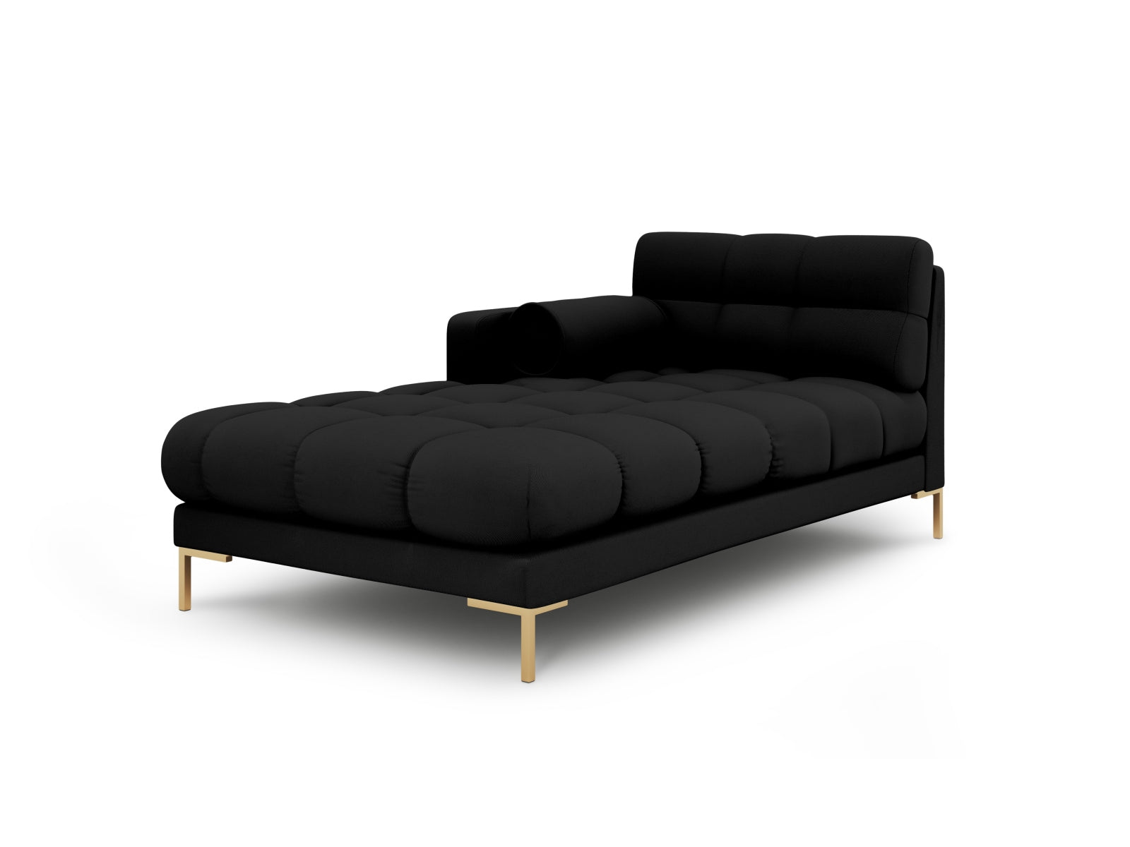 Moderne linke Chaise Longue Bali in Schwarz und Neve, perfekt für gemütliche und stilvolle Wohnlandschaften. Teil der vielseitigen Sofaserie von Cosmopolitan Design.