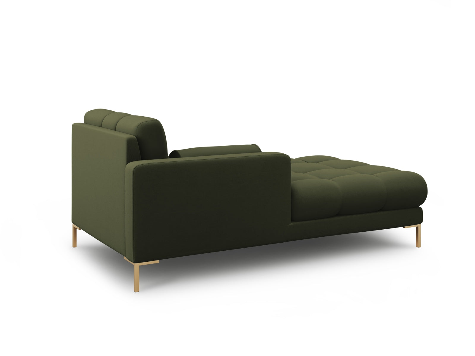 Elegante linke Chaise Longue Bali in sanftem Grün, ideal für stilvolle Wohnräume. Teil der modularen Sofaserie von Cosmopolitan Design.