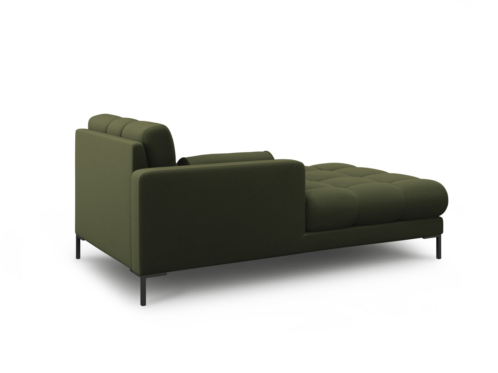 Elegante linke Chaise Longue Bali in sanftem Grün, ideal für stilvolle Wohnräume und Teil des modularen Sofakonzepts von Cosmopolitan Design.