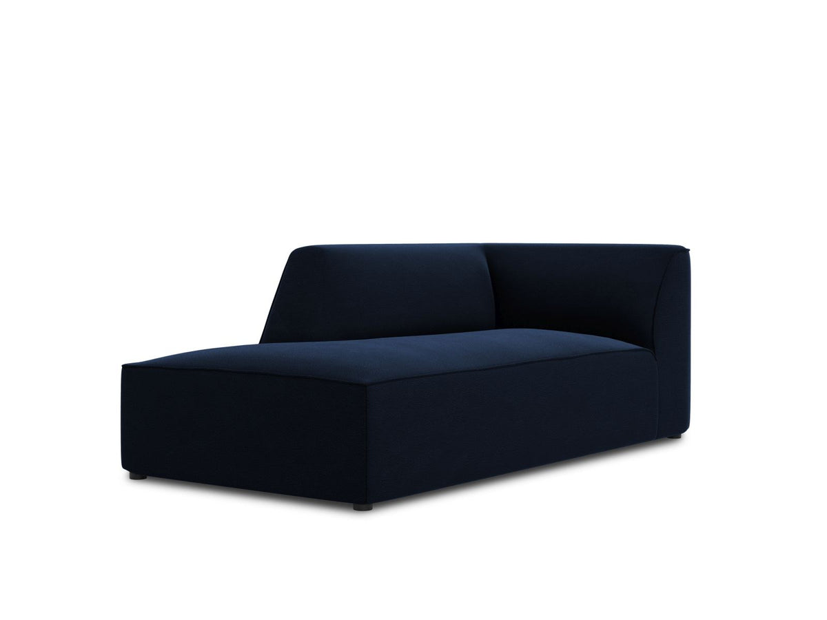 Chaiselongue Siena mit Samtbezug in Beige-Salvador, Massivholzrahmen, schwarze Kunststoffbeine, Sitzfläche 67x153cm, Ansicht von links.