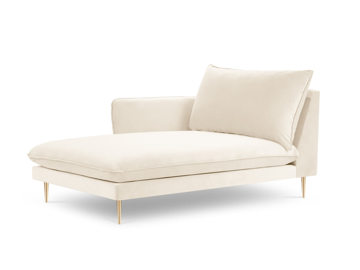 Vienna Velour Sofa Chaise Lounge links 1 Sitz 110cm in Light Beige/Gold-Bluvel präsentiert im Onlineshop von KAQTU Design AG. L-Sofa links ist von Cosmopolitan Design