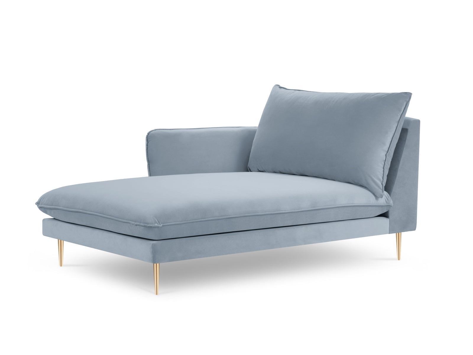 Vienna Velour Sofa Chaise Lounge links 1 Sitz 110cm in Light Blue/Gold-Bluvel präsentiert im Onlineshop von KAQTU Design AG. L-Sofa links ist von Cosmopolitan Design