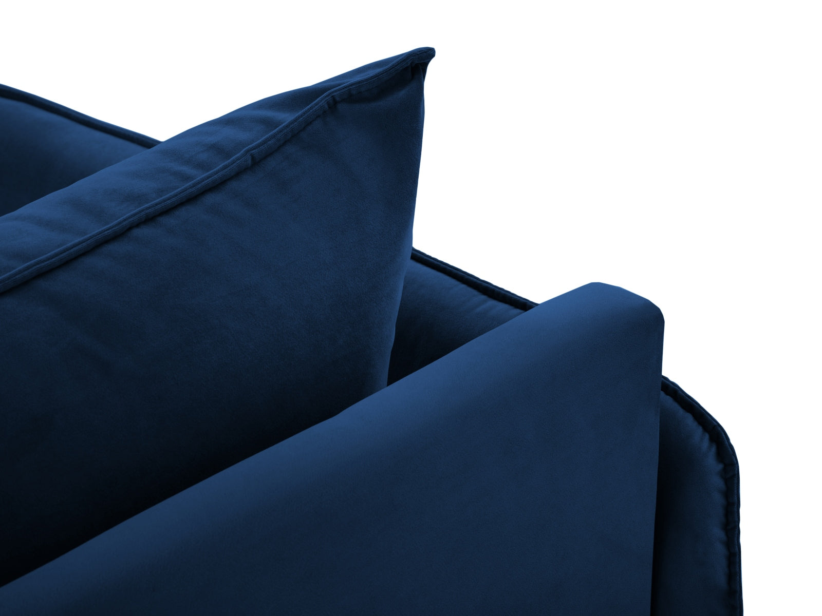 Elegantes linksseitiges Vienna Velour Sofa Chaise Lounge in Royal Blue, ideal für stilvolle Wohnräume und entspannende Momente.