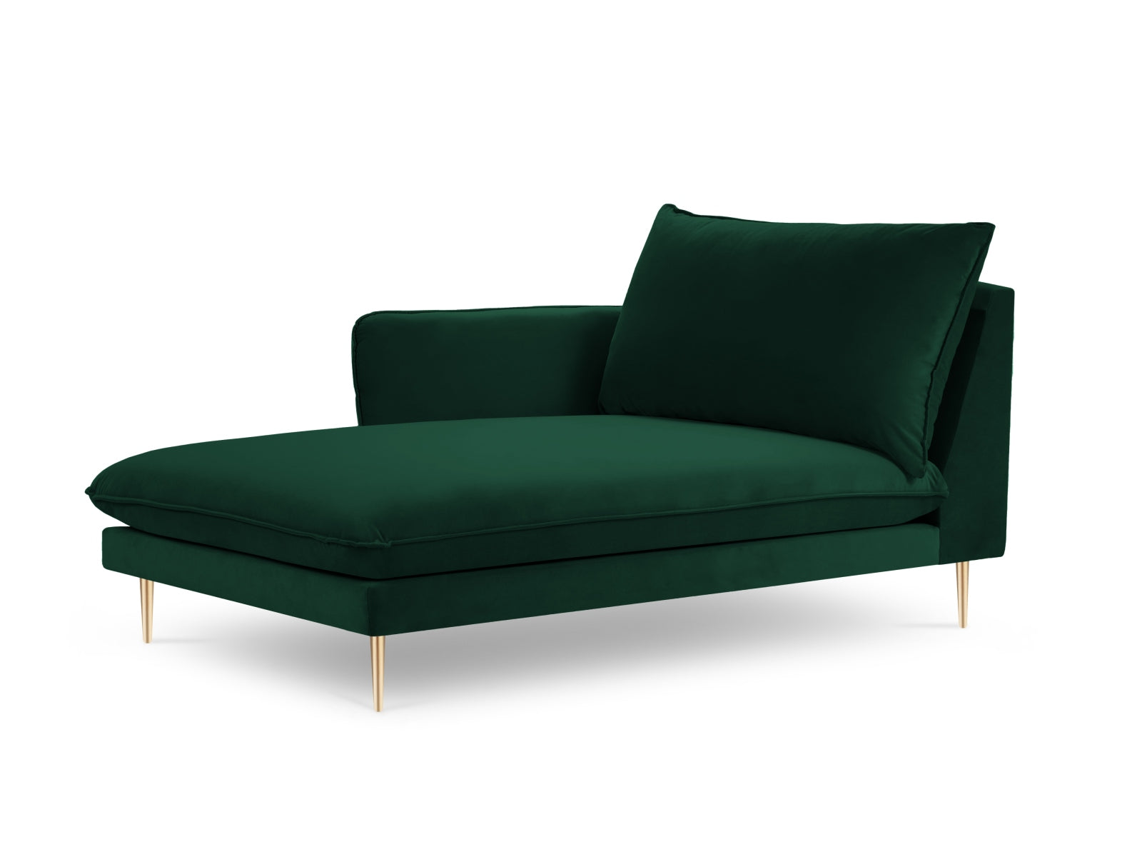 Vienna Velour Sofa Chaise Lounge links 1 Sitz 110cm in Bottle Green/Gold-Bluvel präsentiert im Onlineshop von KAQTU Design AG. L-Sofa links ist von Cosmopolitan Design