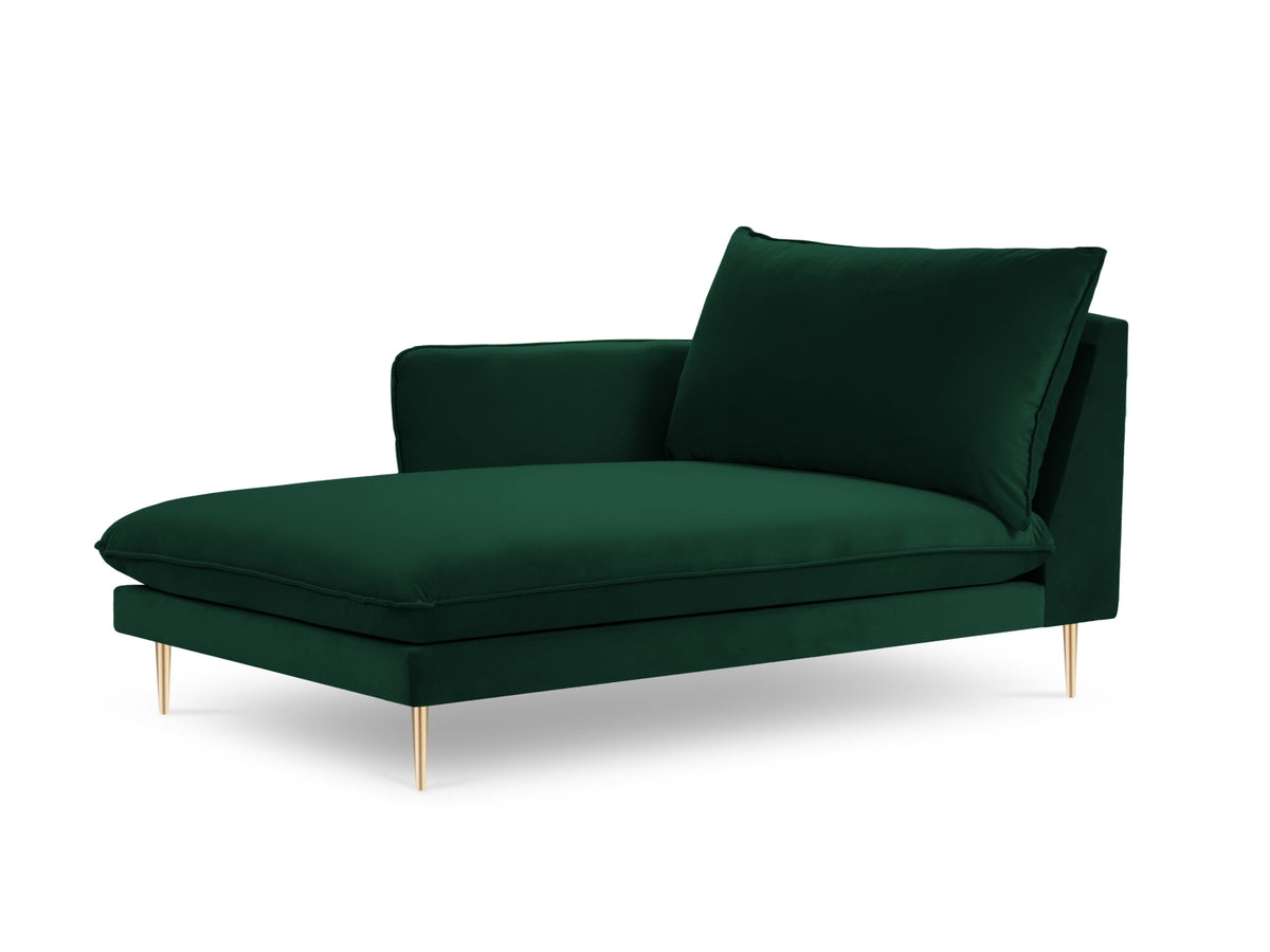 Vienna Velour Sofa Chaise Lounge links 1 Sitz 110cm in Bottle Green/Gold-Bluvel präsentiert im Onlineshop von KAQTU Design AG. L-Sofa links ist von Cosmopolitan Design
