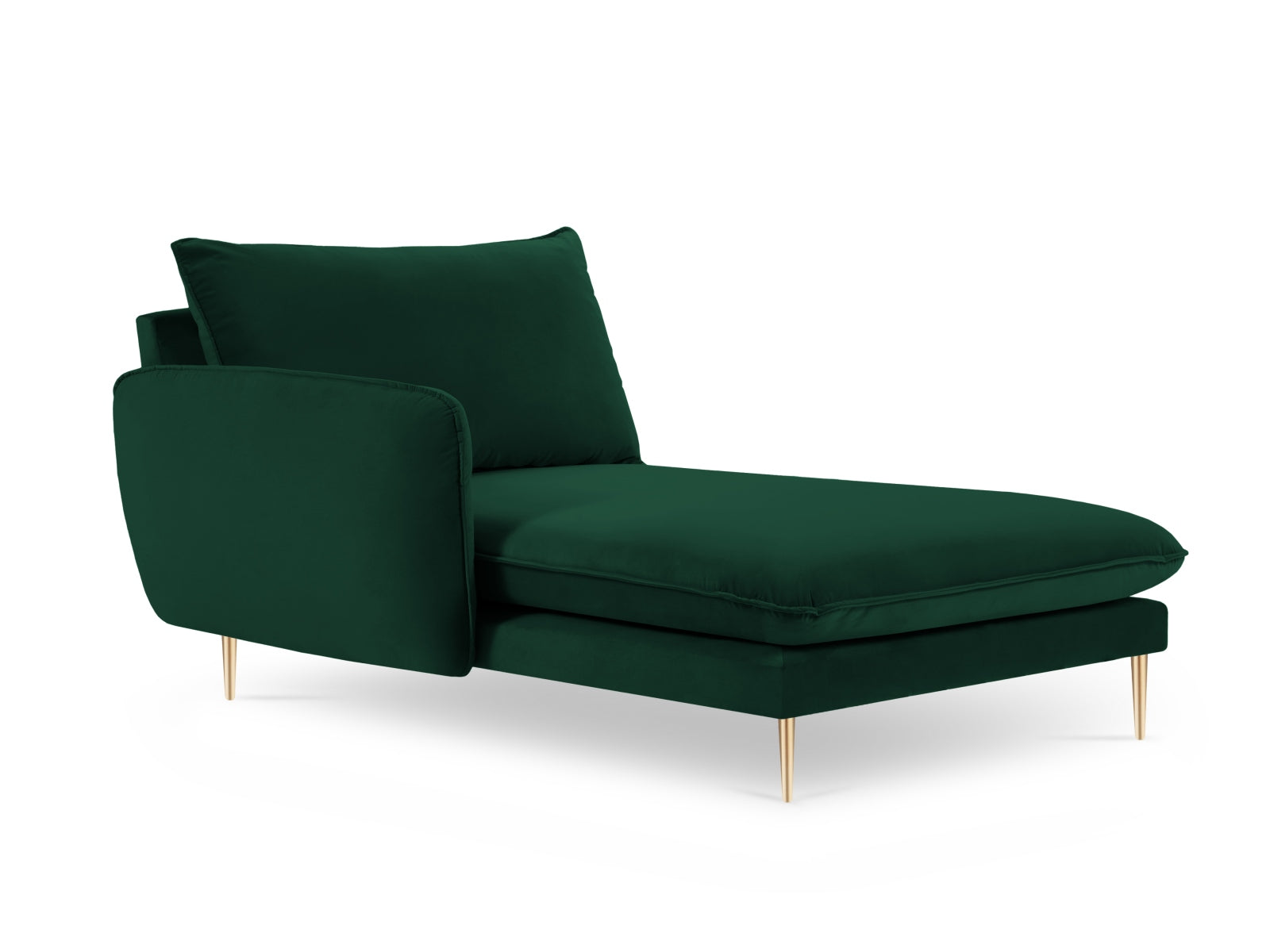 Vienna Velour Sofa Chaise Lounge links 1 Sitz 110cm in Bottle Green/Gold-Bluvel präsentiert im Onlineshop von KAQTU Design AG. L-Sofa links ist von Cosmopolitan Design