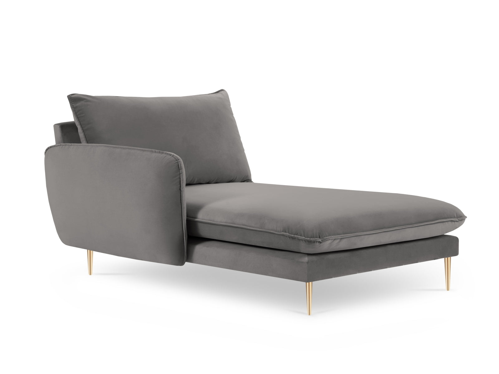 Stilvolles, hellgraues Vienna Velour Sofa Chaise Lounge links mit 1 Sitz und 110 cm, perfekt für moderne und elegante Wohnkonzepte.