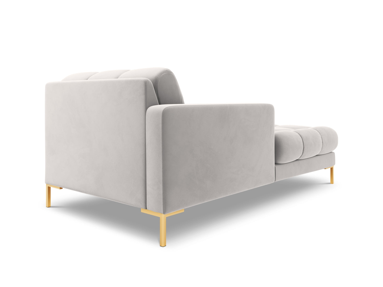 Stilvolle linke Chaise Longue Bali in Silver-Bluvel, perfekt für gemütliche Stunden und zeitgemäße Einrichtung. Teil des modularen Sofas von Cosmopolitan Design.