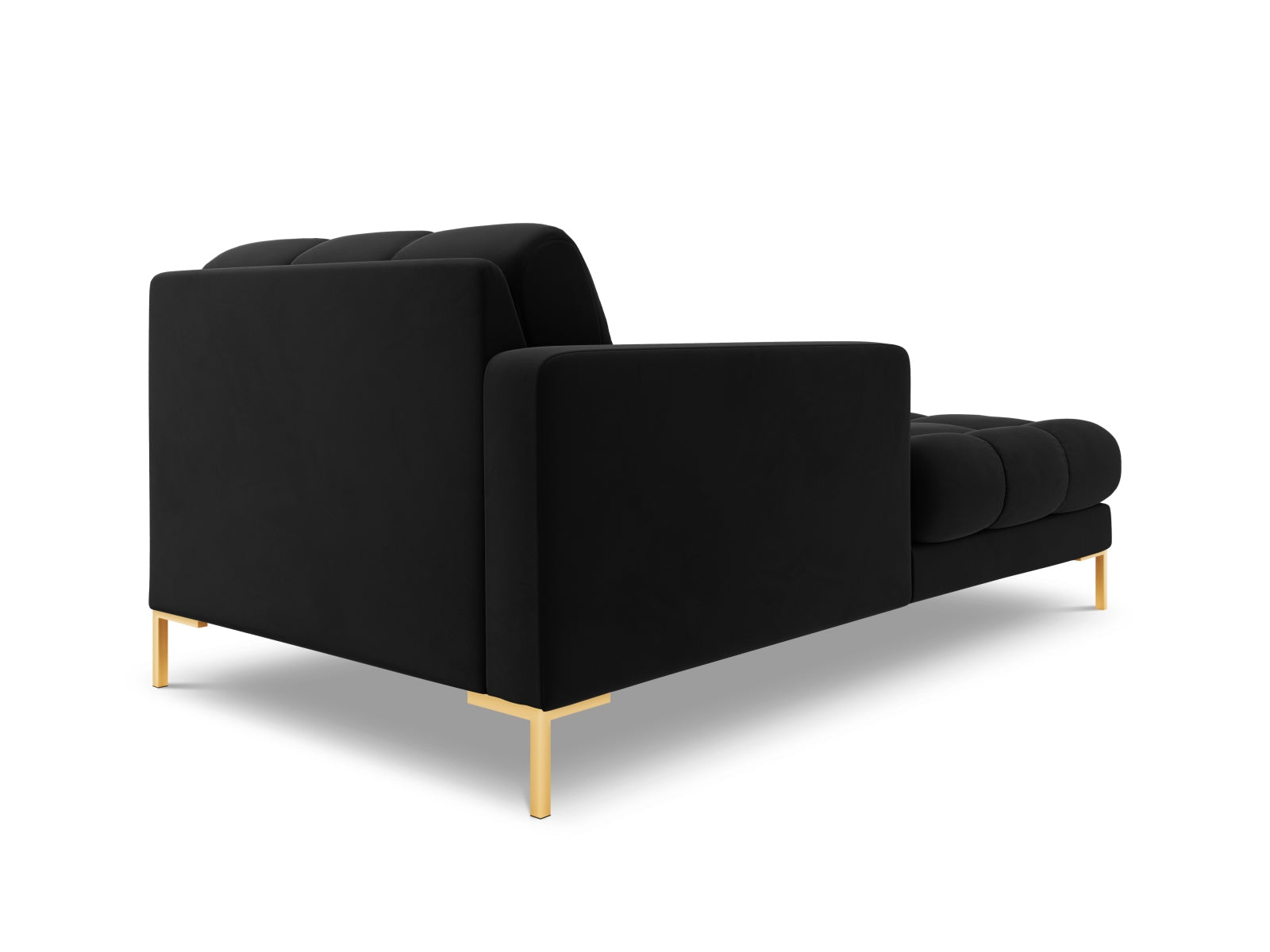 Stilvolle linke Chaise Longue Bali in Black-Bluvel, perfekt für gemütliche Stunden und zeitgemäße Einrichtung. Teil des modularen Sofas von Cosmopolitan Design.