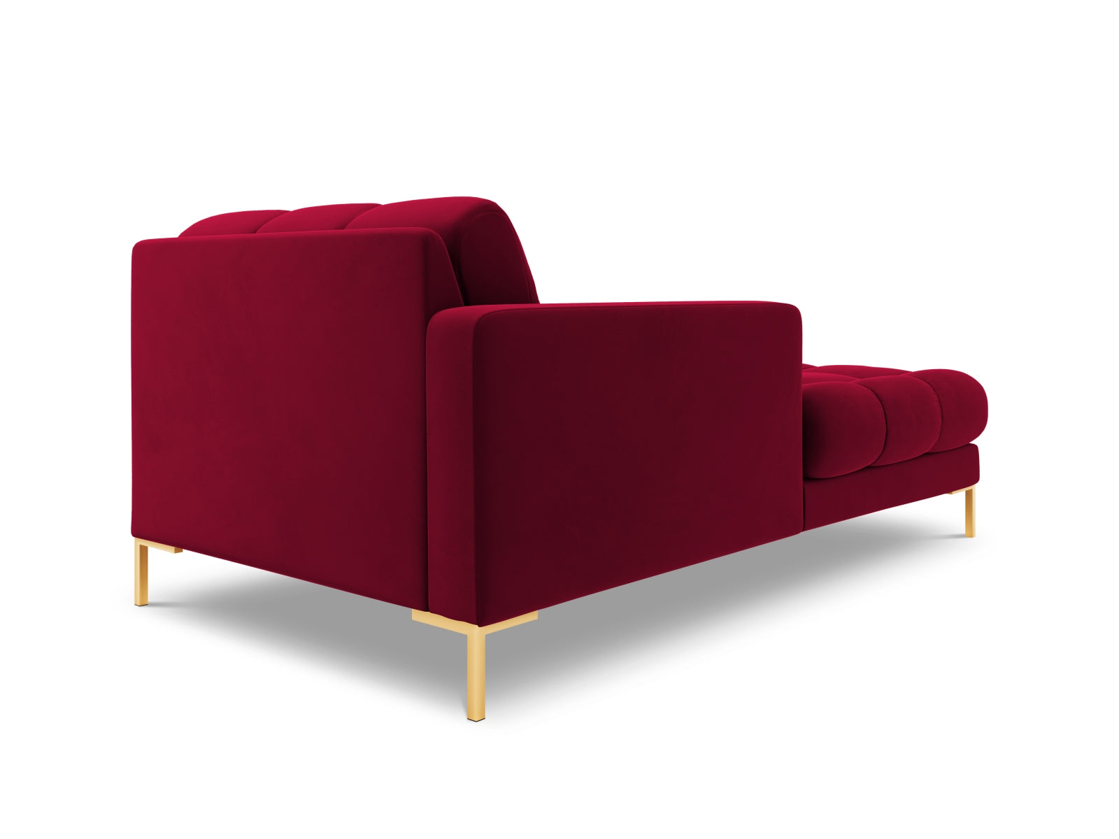 Stilvolle linke Chaise Longue Bali in Red-Bluvel, perfekt für gemütliche Stunden und modernes Wohndesign.
