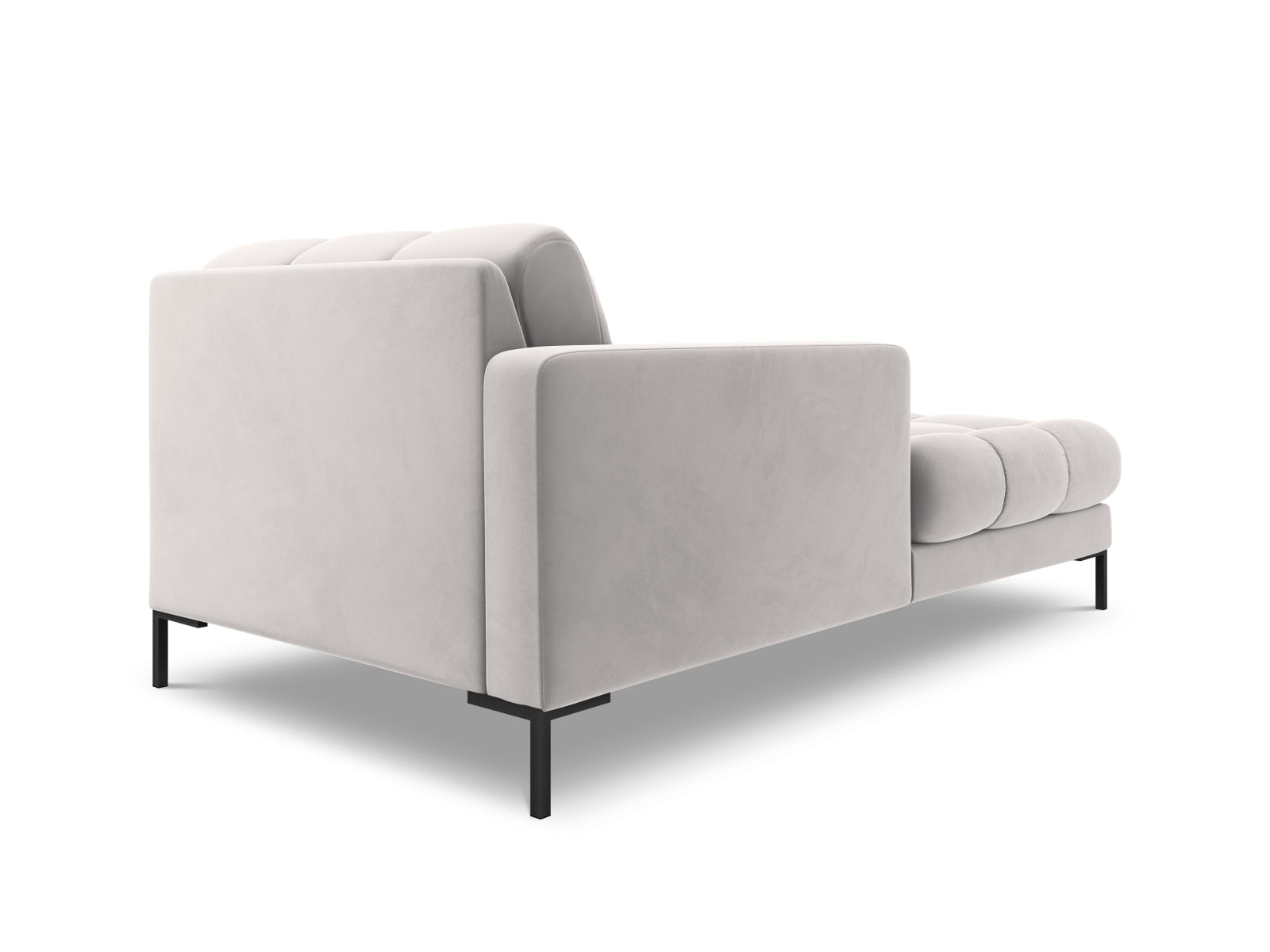 Elegante linke Chaise Longue Bali in Silver-Bluvel, ideal für stilvolle Wohnräume und entspannte Momente. Teil des modularen Sofas.