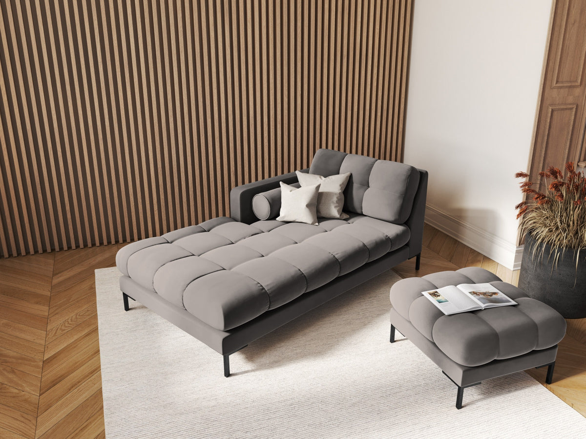 1-Sitzer Chaise Longue links Bali in Light Grey-Bluvel präsentiert im Onlineshop von KAQTU Design AG. Modulares Sofa ist von Cosmopolitan Design